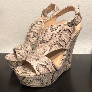 Snakeskin wedges